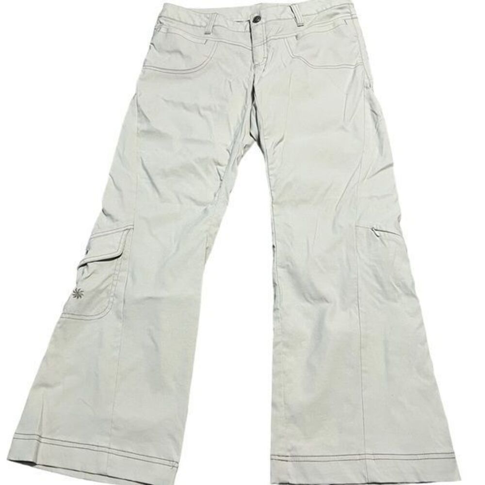 Athleta Khaki Cargo Wide Leg Pull On Pants Size 10